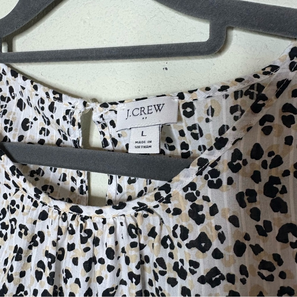 J. Crew Black and White Animal Print Patterned Blouse Large - Picture 4 of 7
